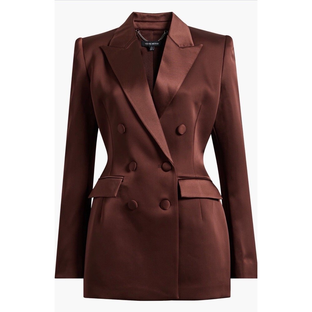 Nadine Merabi Monica Satin Blazer Women’s Dress Brown XXL US14